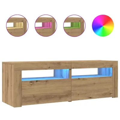 vidaXL TV omarica z LED artisan hrast 120x35x40 cm inženirski les