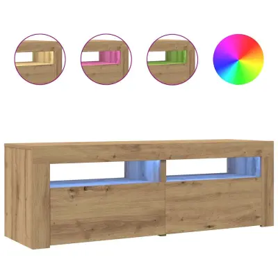 vidaXL TV omarica z LED artisan hrast 120x35x40 cm inženirski les