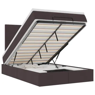 vidaXL Otomanski posteljni okvir z vzmetnico rjav 120x190 cm blago