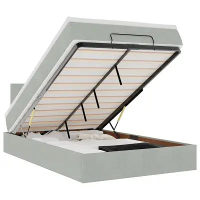 vidaXL Otomanski postelja z vzmetnico svetlo siv 120x190 cm žamet