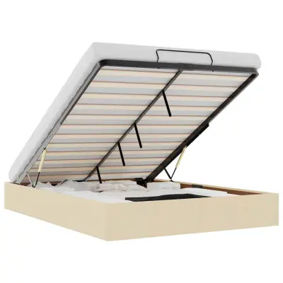 vidaXL Otomanski posteljni okvir brez vzmetnice krem 140x190 cm blago