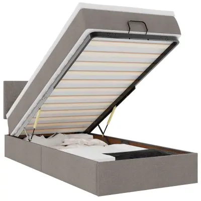 vidaXL Otomanska postelja z vzmetnico taupe 90x200 cm blago
