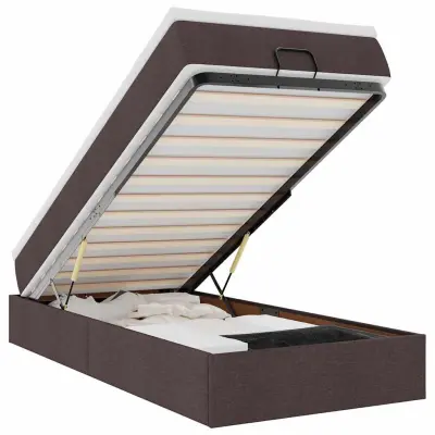 vidaXL Otomanski posteljni okvir z vzmetnico rjav 90x190 cm blago