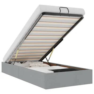 vidaXL Otomanski posteljni okvir brez vzmetnice siv 90x190 cm blago