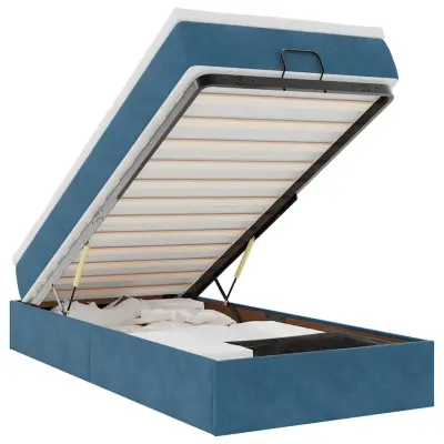 vidaXL Otomanski posteljni okvir z vzmetnico moder 80x200 cm žamet