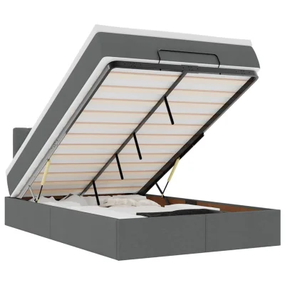 vidaXL Otomanska postelja z vzmetnico siv 120x200 cm blago