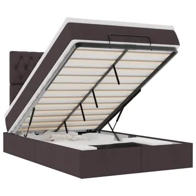 vidaXL Otomanski posteljni okvir z vzmetnico rjav 120x200 cm blago