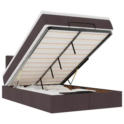 vidaXL Otomanski posteljni okvir z vzmetnico rjav 120x190 cm blago