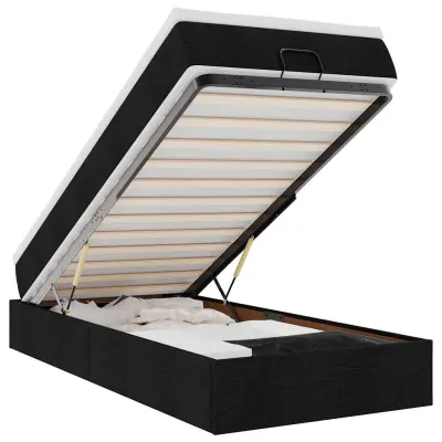 vidaXL Otomanski posteljni okvir z vzmetnico črn 100x200 cm blago