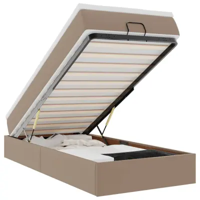 vidaXL Otomanski posteljni okvir z vzmetnico kapučino 90x200 cm