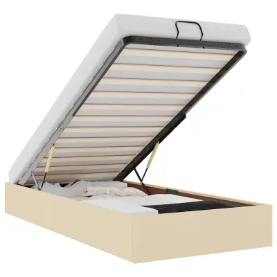 vidaXL Otomanski posteljni okvir brez vzmetnice krem 90x200 cm blago