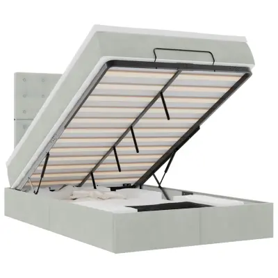 vidaXL Otomanski posteljni okvir z vzmetnicami siv 120x190cm žamet