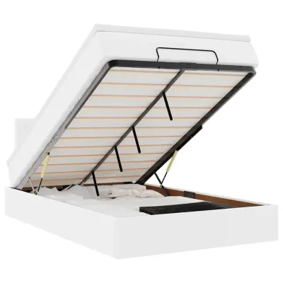 vidaXL Otomanski posteljni okvir z vzmetnico bel 120x200 cm um. usnje