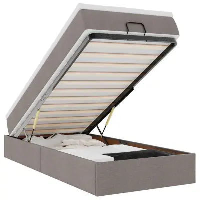 vidaXL Otomanski posteljni okvir z vzmetnico taupe 90x200 cm blago