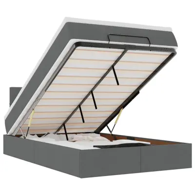 vidaXL Otomanska postelja z vzmetnico siv 120x200 cm blago