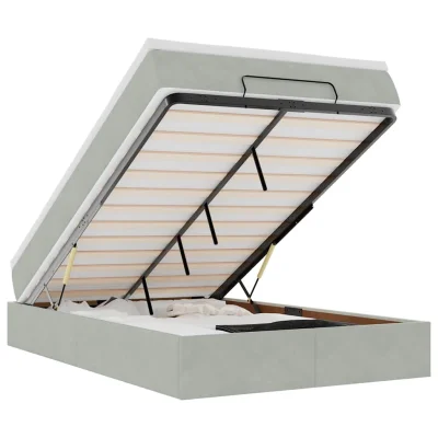 vidaXL Otomanski posteljni okvir z vzmetnico siv 120x200 cm žamet