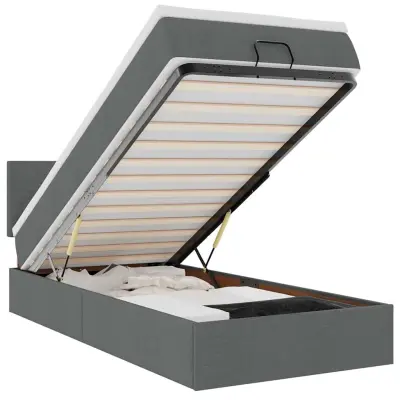 vidaXL Otomanski posteljni okvir z vzmetnico siv 100x200 cm blago