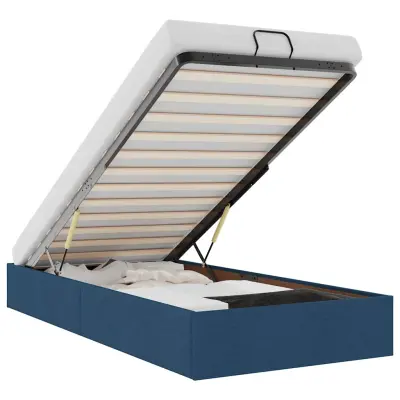 vidaXL Otomanski posteljni okvir brez vzmetnice moder 90x190 cm blago