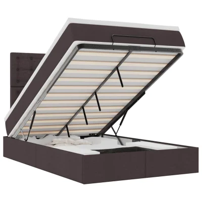 vidaXL Otomanski posteljni okvir z vzmetnico rjav 120x190 cm blago