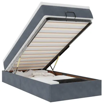 vidaXL Otomanski posteljni okvir z vzmetnico siv 100x200 cm žamet