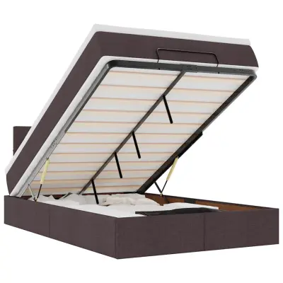 vidaXL Otomanska postelja z vzmetnico rjav 120x200 cm blago