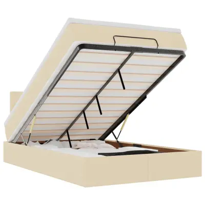 vidaXL Otomanski posteljni okvir z vzmetnico krem 120x200 cm blago