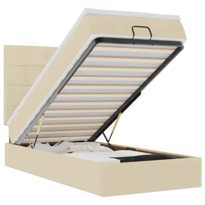 vidaXL Otomanski posteljni okvir z vzmetnico krem 80x200 cm blago