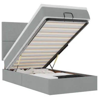 vidaXL Otomanski posteljni okvir z vzmetnico siv 80x200 cm blago