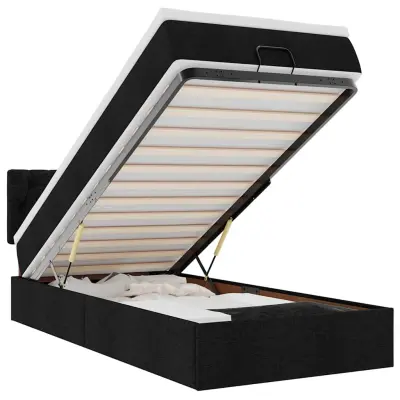 vidaXL Otomanski posteljni okvir z vzmetnico črn 80x200 cm blago