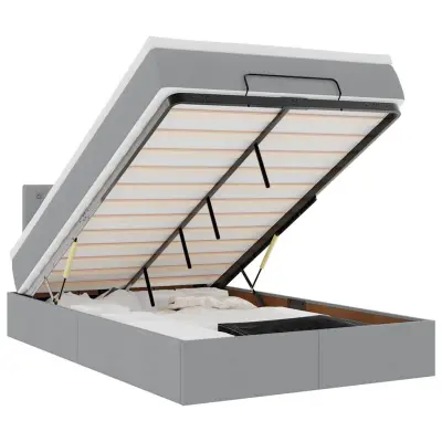 vidaXL Otomanska postelja z vzmetnico siv 120x190 cm blago