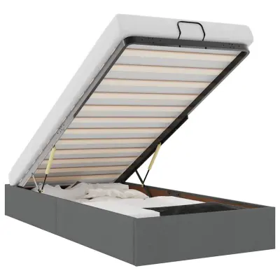 vidaXL Otomanski posteljni okvir brez vzmetnice siv 90x190 cm blago