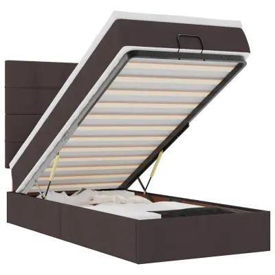 vidaXL Otomanska postelja z vzmetnico rjav 90x200 cm blago