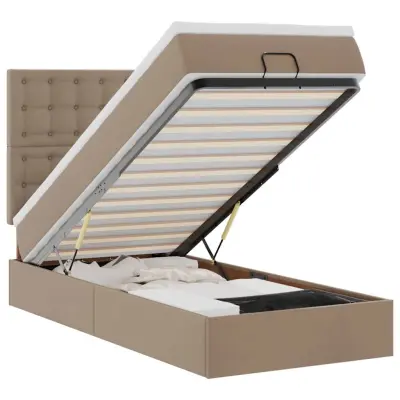 vidaXL Otomanski posteljni okvir z vzmetnico kapučino 90x200 cm