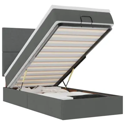 vidaXL Otomanski posteljni okvir z vzmetnico siv 80x200 cm blago