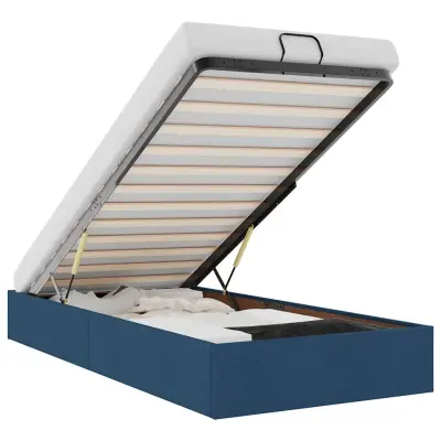 vidaXL Otomanski posteljni okvir brez vzmetnice moder 80x200 cm blago