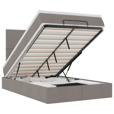 vidaXL Otomanska postelja z vzmetnico & LEDs taupe 120x190 cm blago