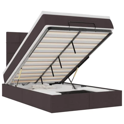 vidaXL Otomanski posteljni okvir z vzmetnico rjav 120x190 cm blago