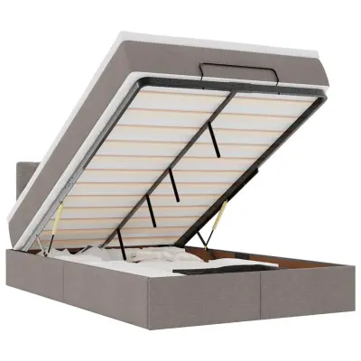 vidaXL Otomanski posteljni okvir z vzmetnico taupe 120x200 cm blago