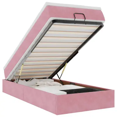 vidaXL Otomanski posteljni okvir z vzmetnico roza 90x190 cm žamet