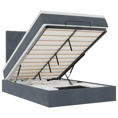 vidaXL Otomanski posteljni okvir z vzmetnicami siv 120x200cm žamet