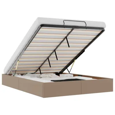 vidaXL Otomanski posteljni okvir brez vzmetnice kapučino 140x200 cm