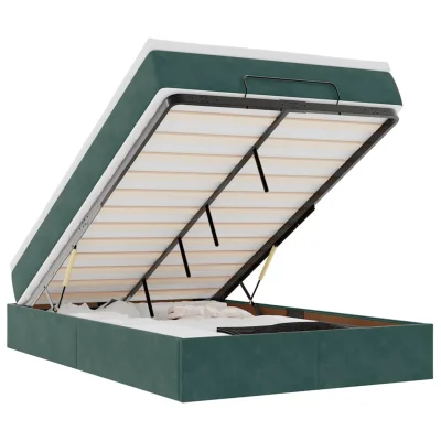 vidaXL Otomanska postelja z vzmetnico temno zelena 120x190 cm žamet