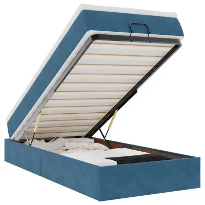 vidaXL Otomanski posteljni okvir z vzmetnico moder 100x200 cm žamet