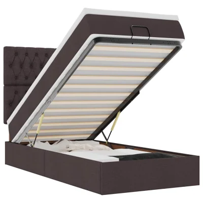 vidaXL Otomanski posteljni okvir z vzmetnico rjav 90x190 cm blago