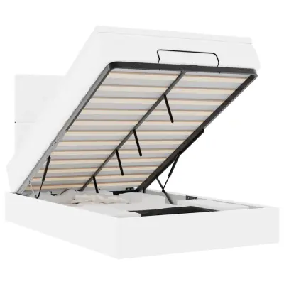 vidaXL Otomanski posteljni okvir z vzmetnico bel 120x190 cm um. usnje