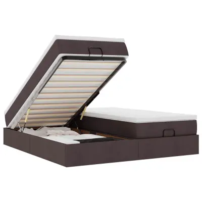 vidaXL Otomanski posteljni okvir z vzmetnicami rjav 180x200 cm blago