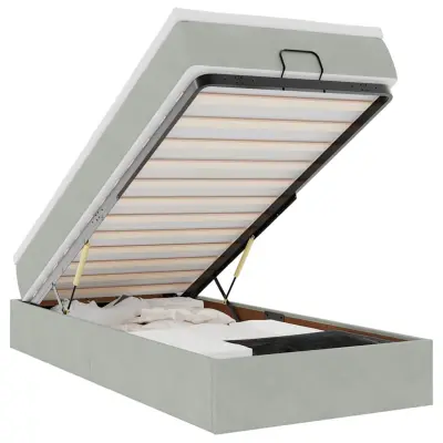 vidaXL Otomanski posteljni okvir z vzmetnico siv 100x200 cm žamet