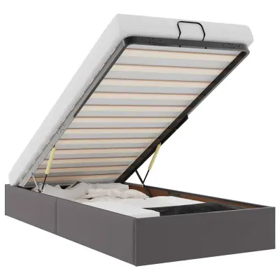 vidaXL Otomanski posteljni okvir brez vzmetnice siv 90x200 cm