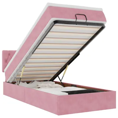vidaXL Otomanski posteljni okvir z vzmetnico roza 90x190 cm žamet