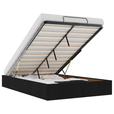 vidaXL Otomanski posteljni okvir brez vzmetnice črn 120x200 cm blago